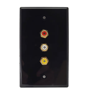 Conversions Technology Wall Plates RCA Wall Plate | Black | 3 RCA wallplate