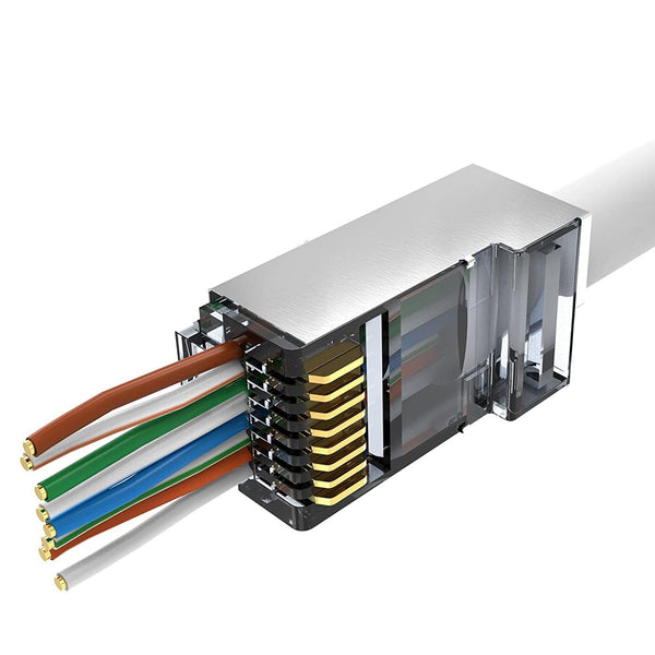 Conversions Technology Connectors RJ45 Connector  |  RJ45 Cat6 Feedthrough Plug Shielded 50 PCS