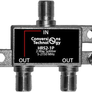 Conversions Tech Splitter, 2 way, Power Passing One Port, Satellite