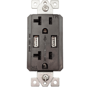 Theta® Hardware > Power & Electrical Supplies > Power Outlets & Sockets Theta®  |  Outlet, 20 Amp, +2 USB  (Black)