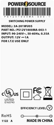 Theta® Power Supply Theta  |  Power Supply  |   12V 1000MA 2.1 x 5.5 Desktop One Piece