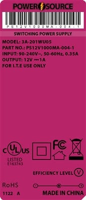 Theta® Power Supply Theta  |  Power Supply  |   12V 1000MA 2.5 x 5.5 Desktop One Piece
