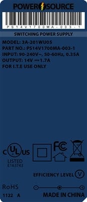 Theta® Power Supply Theta  |  Power Supply  |   14V 1700MA 2.1 x 5.5 Desktop One Piece