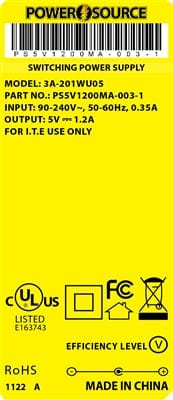 Theta® Power Supply Theta | Power Supply | 5V 1200MA 2.1 x 5.5 Desktop One Piece