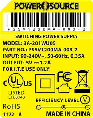 Theta® Power Supply Theta | Power Supply | 5V 1200MA 2.1 x 5.5 Desktop Two Piece