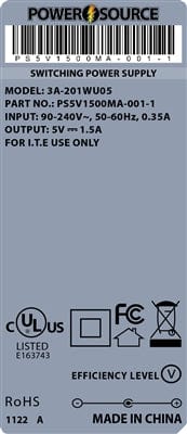 Theta® Power Supply Theta | Power Supply | 5V 1500MA 1.35 x 3.5 Desktop One Piece