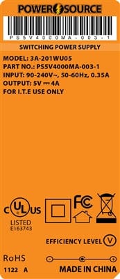 Theta® Power Supply Theta | Power Supply | 5V 4000MA 2.1 x 5.5 Desktop One Piece