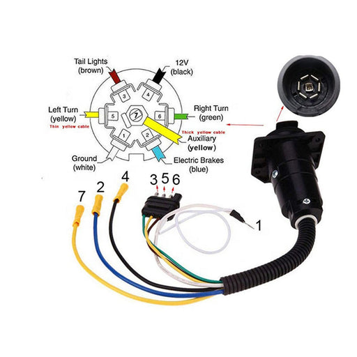 Conversions Technology Trailer Connector Adapter - 4-Way to 7-Way RV and 4-Way Flat