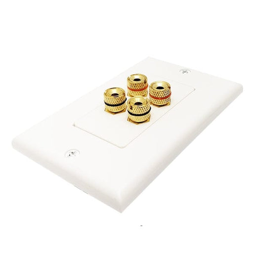 Okta® Wall Plates Wall Plate  |  Banana Binding Post Coupler  |  2 Port,  1 Speaker,  Single Gang,  High Quality,  Gold Plated