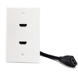 Okta® Wall Plates Wall Plate  |  HDMI  |  Dual Port  w/6" Cable,  White